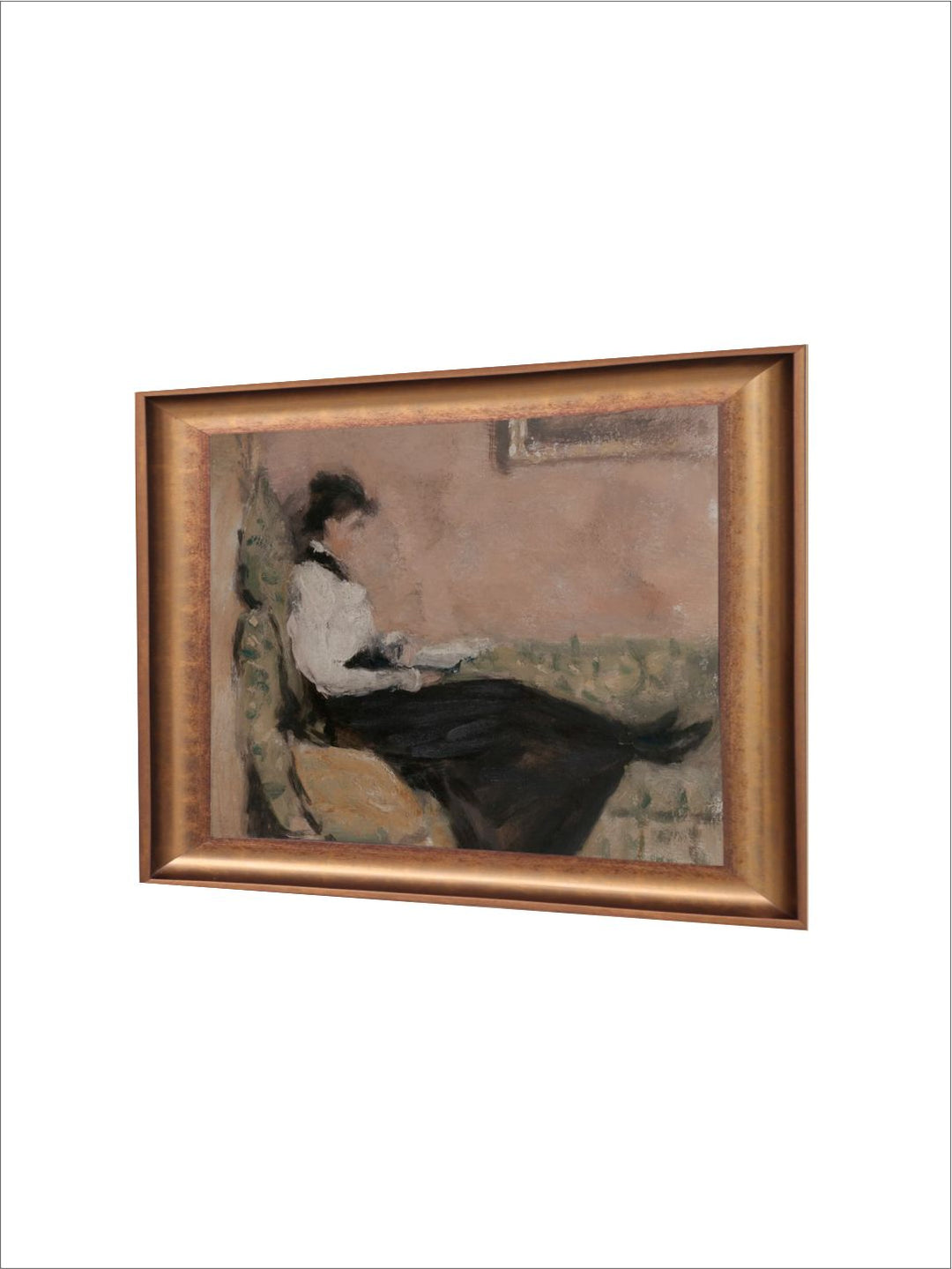 The Vintage Artistry Black & Brown Book Reading Printed Framed Wall Painting