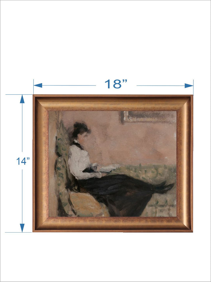 The Vintage Artistry Black & Brown Book Reading Printed Framed Wall Painting