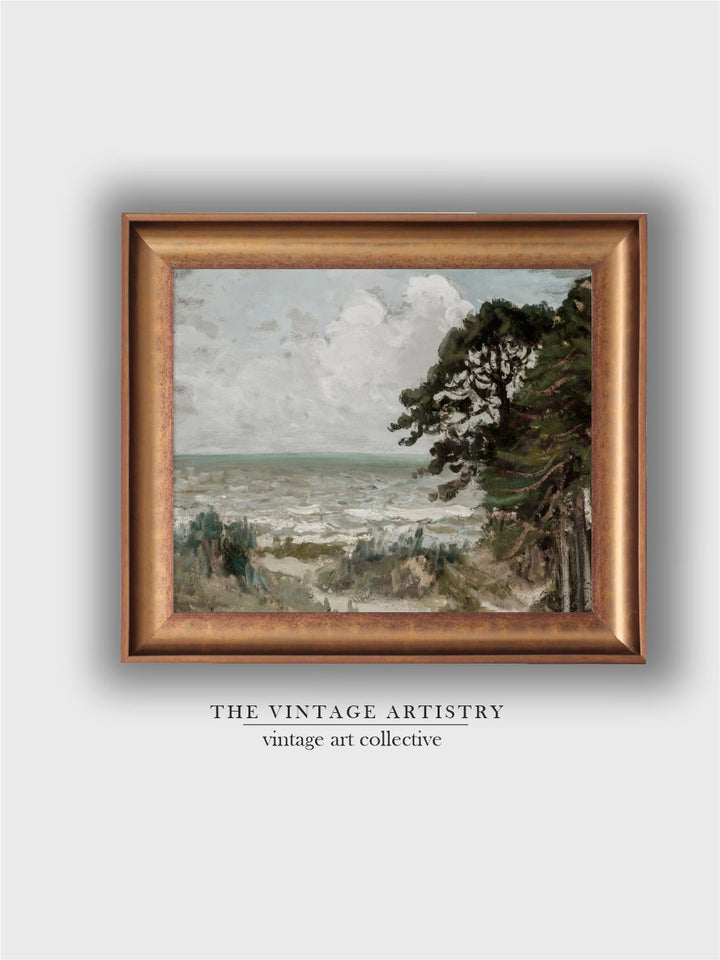 The Vintage Artistry Green & Brownbeach Printed Framed Wall Art