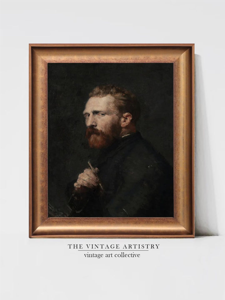The Vintage Artistry Black & Brown Vincent Van Gogh Self Portrait Framed Wall Art