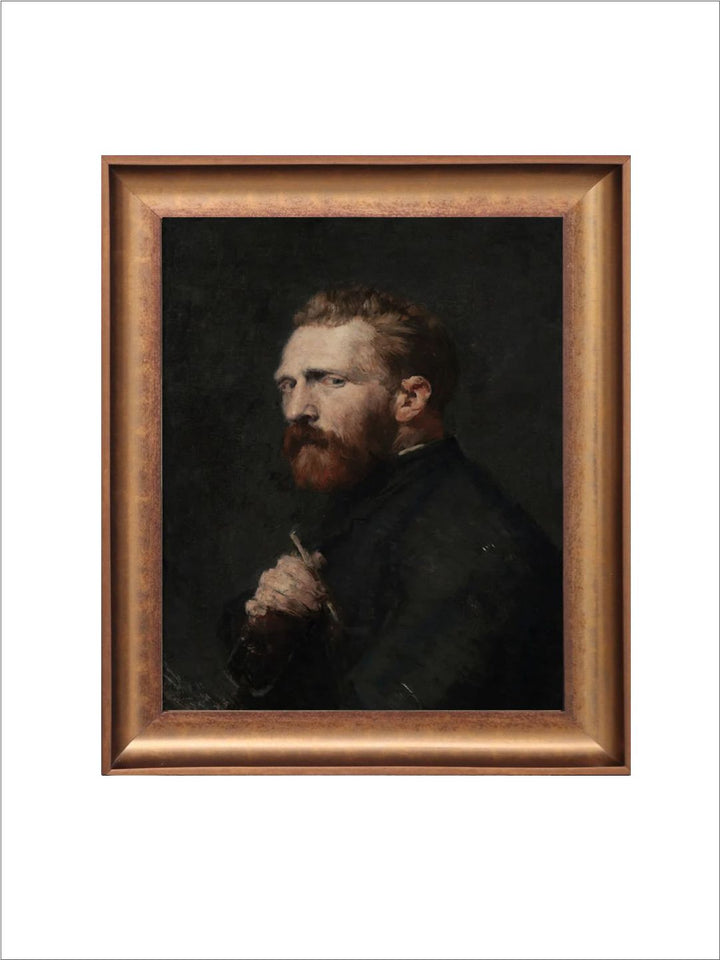 The Vintage Artistry Black & Brown Vincent Van Gogh Self Portrait Framed Wall Art