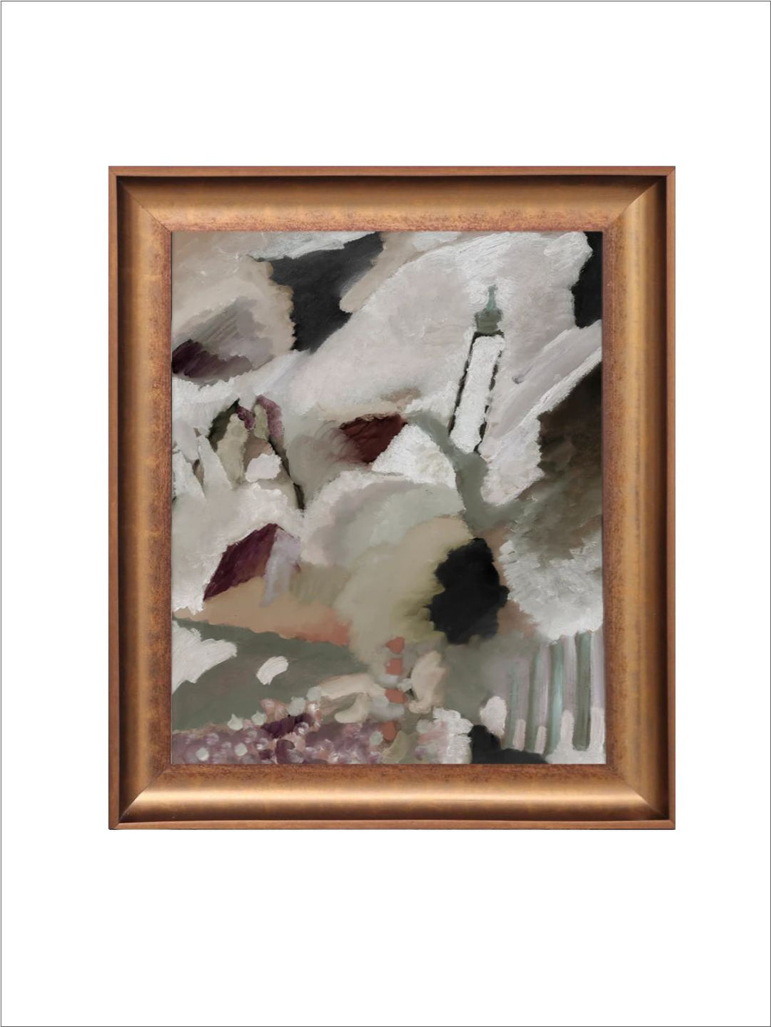 The Vintage Artistry White & Green Stroky Waves Pale Light Abstract Painting Wall Art