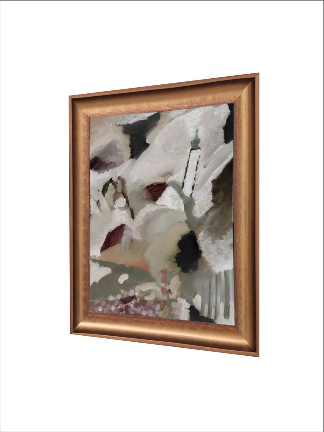 The Vintage Artistry White & Green Stroky Waves Pale Light Abstract Painting Wall Art