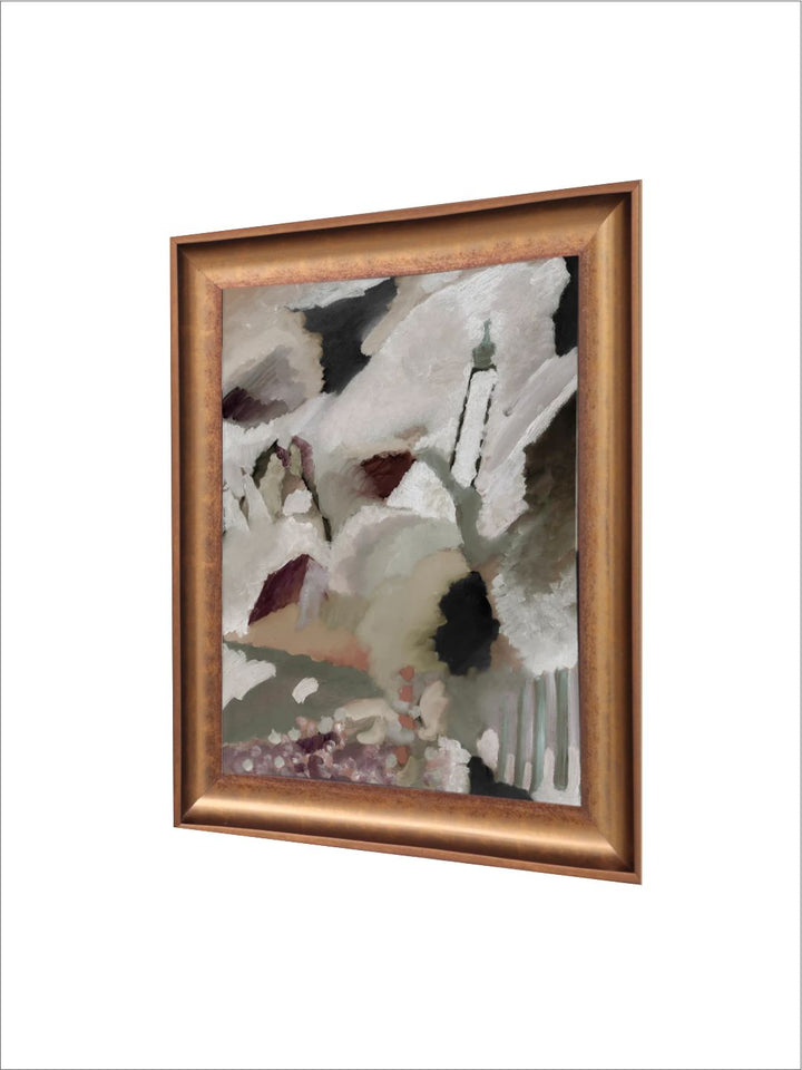 The Vintage Artistry White & Green Stroky Waves Pale Light Abstract Painting Wall Art