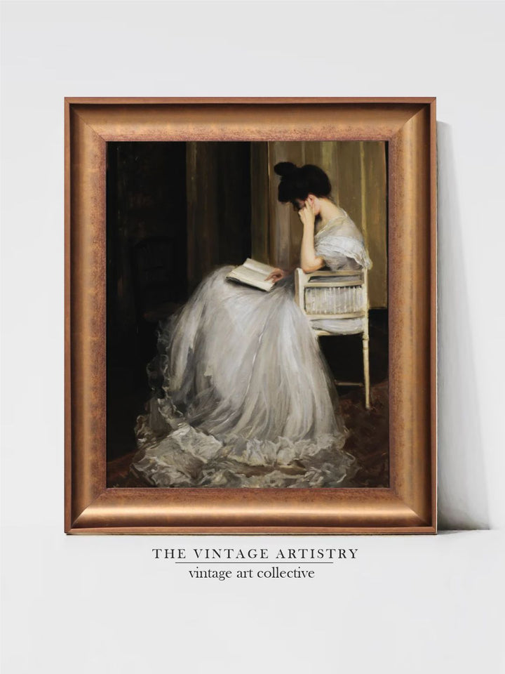 The Vintage Artistry White & Brown Printablewoman Portrait Painting Wall Art