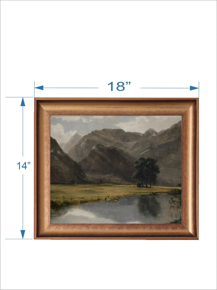 The Vintage Artistry Green & White Mountain Art Printed Framed Wall Painting