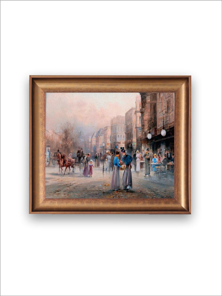 The Vintage Artistry Brown & Blue A Scene In Paris Printed Framed Wall Art
