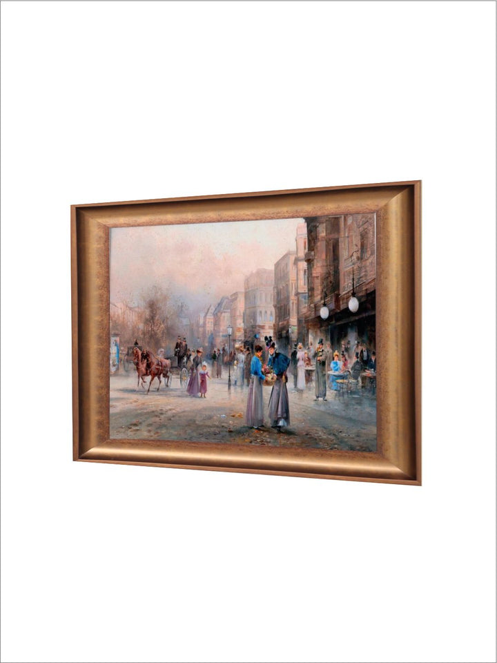 The Vintage Artistry Brown & Blue A Scene In Paris Printed Framed Wall Art