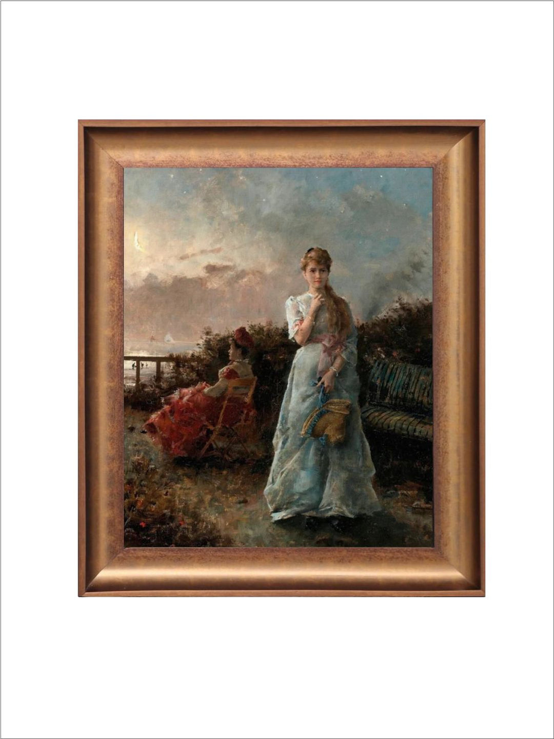 The Vintage Artistry Blue & Beige An Evening At Sea Painting Wall Art