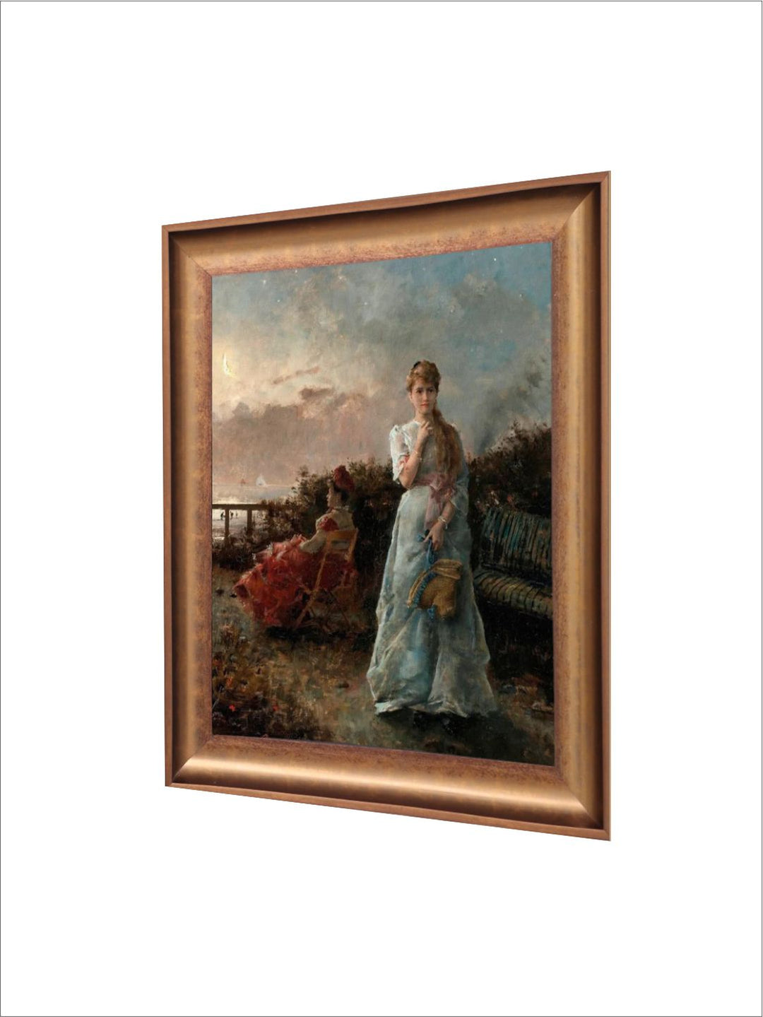The Vintage Artistry Blue & Beige An Evening At Sea Painting Wall Art