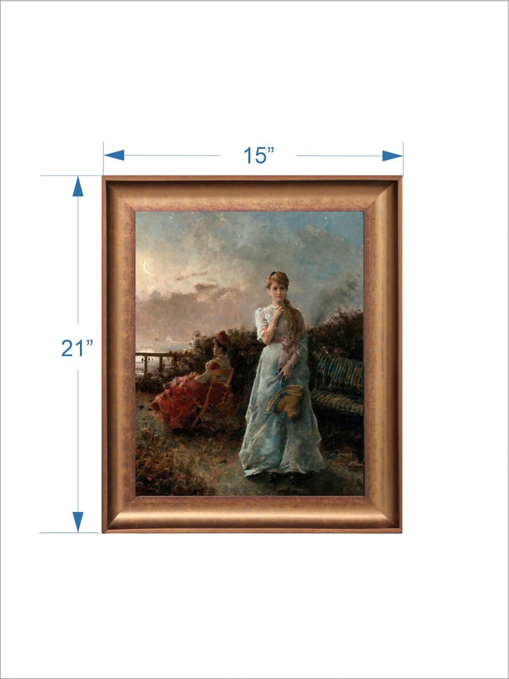The Vintage Artistry Blue & Beige An Evening At Sea Painting Wall Art