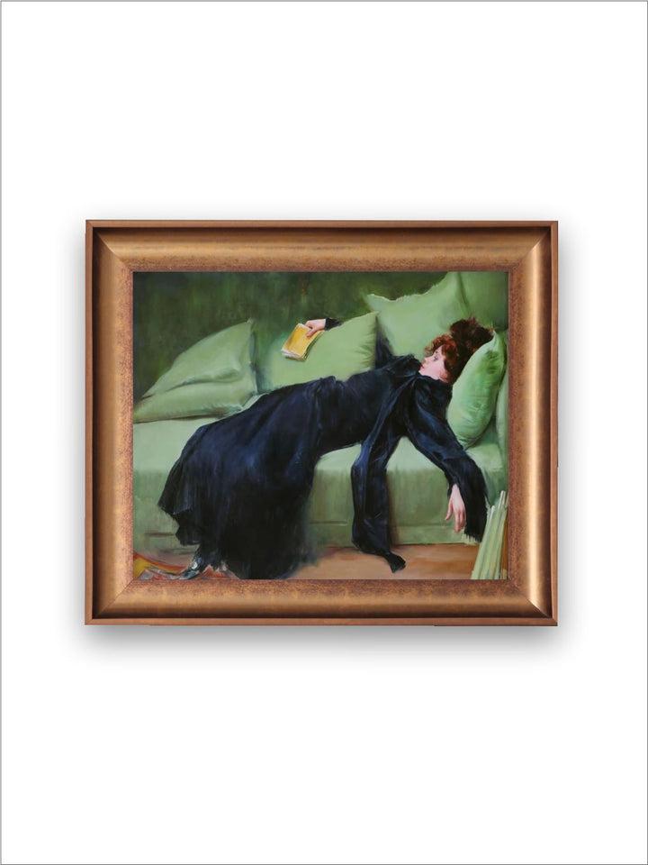 The Vintage Artistry Black & Brown Antique Female Printed Framed Wall Painting