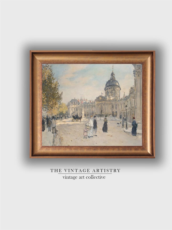 The Vintage Artistry Brown & Beige Institute Of France Paris 1887 Framed Wall Painting