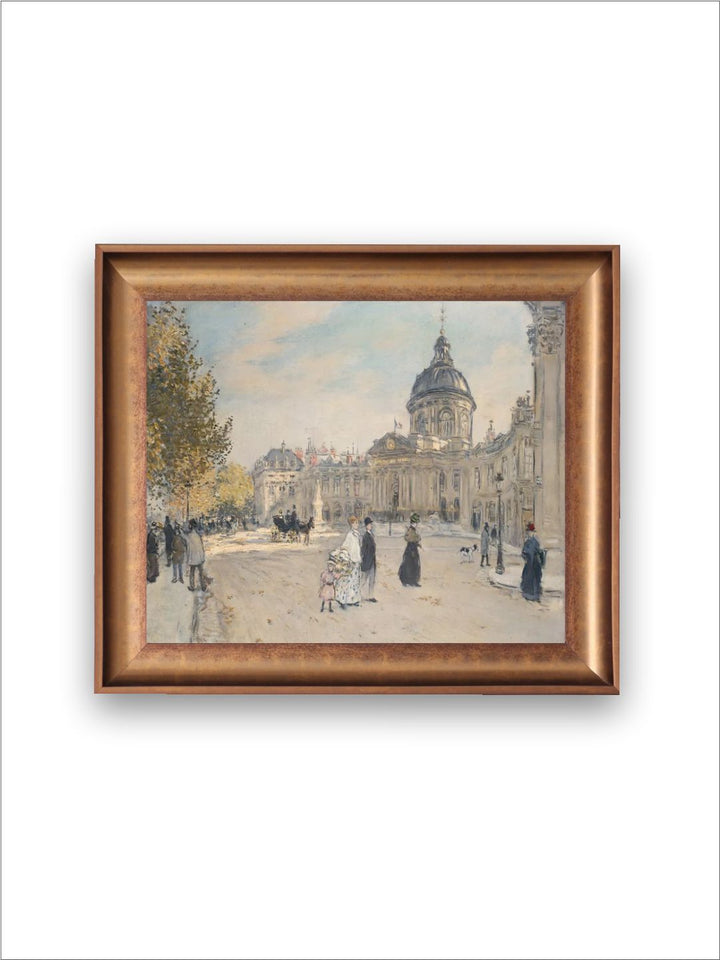 The Vintage Artistry Brown & Beige Institute Of France Paris 1887 Framed Wall Painting