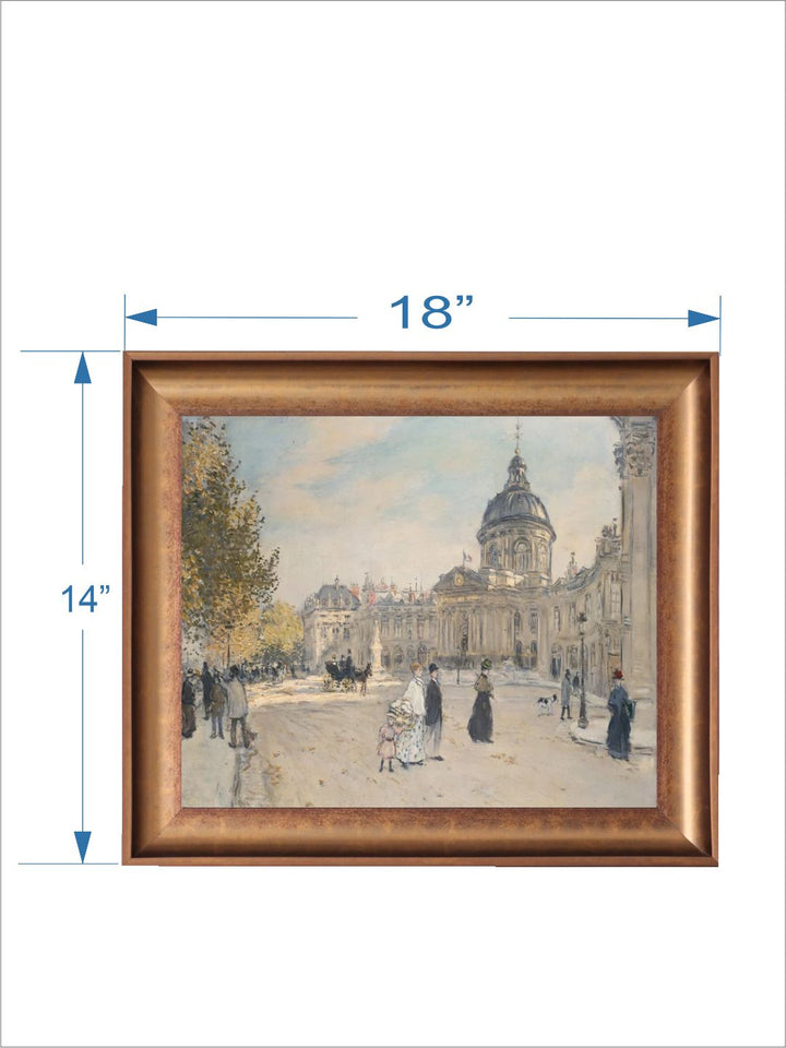 The Vintage Artistry Brown & Beige Institute Of France Paris 1887 Framed Wall Painting