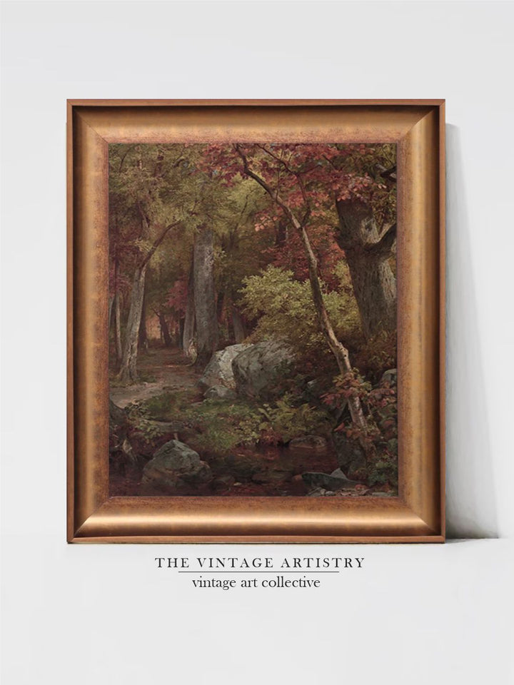 The Vintage Artistry Brown & Beige Autumn Forest Landscapeprinted Wall Art