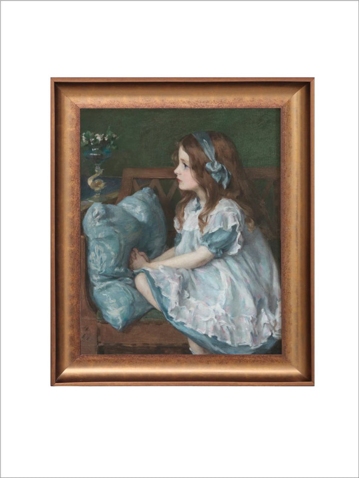 The Vintage Artistry Gold-Toned & Bluegirl Portrait Printed Framed Wall Art