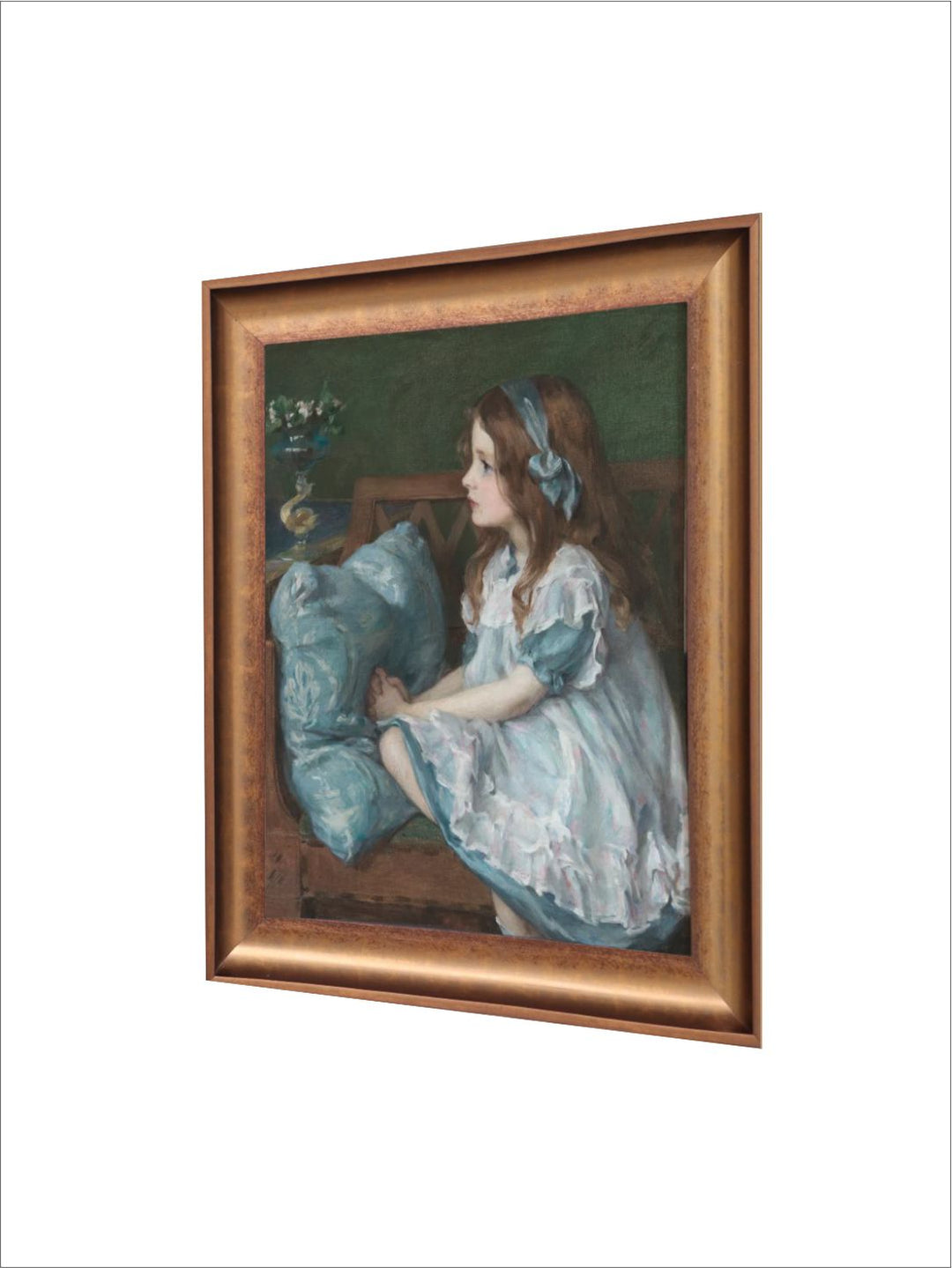 The Vintage Artistry Gold-Toned & Bluegirl Portrait Printed Framed Wall Art