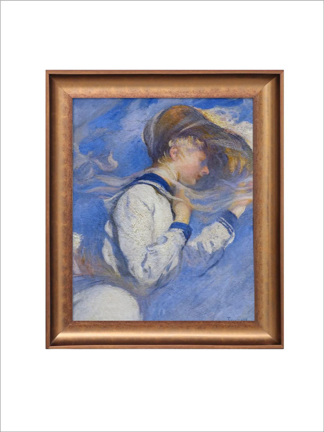 The Vintage Artistry Brown & Bluefigurative Woman Framed Wall Painting