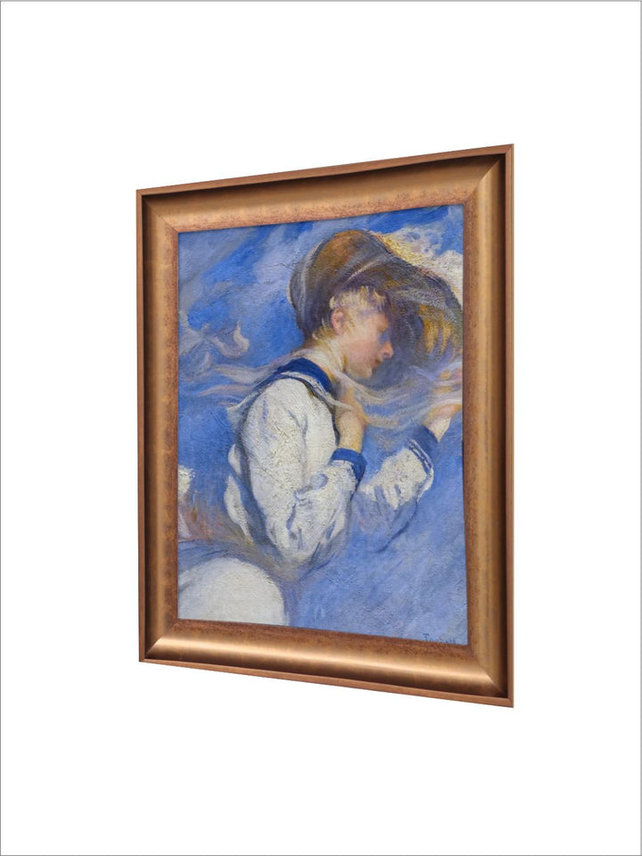 The Vintage Artistry Brown & Bluefigurative Woman Framed Wall Painting