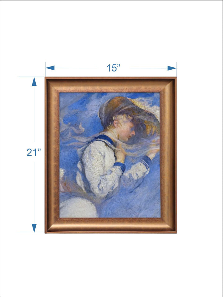 The Vintage Artistry Brown & Bluefigurative Woman Framed Wall Painting