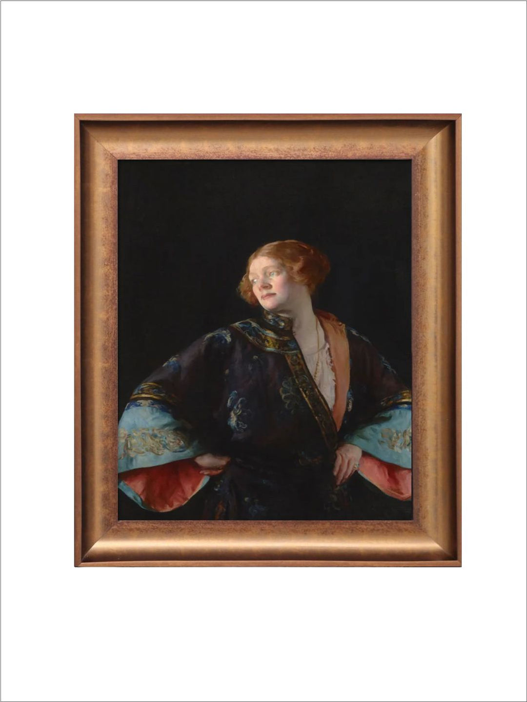 The Vintage Artistry Brown & Black Classical Victorian Red Haired Wall Painting