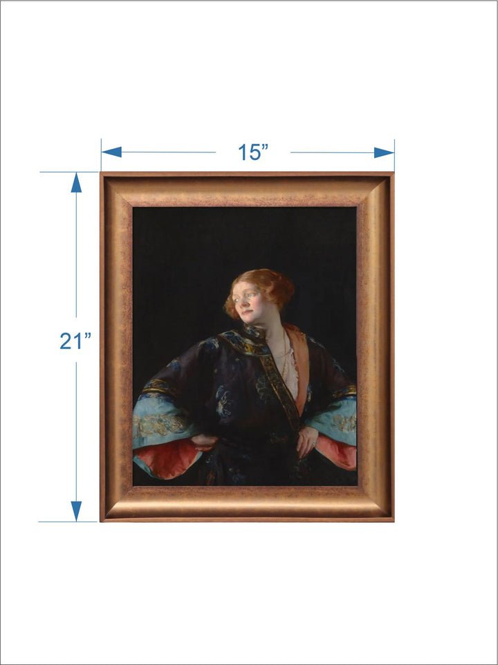The Vintage Artistry Brown & Black Classical Victorian Red Haired Wall Painting