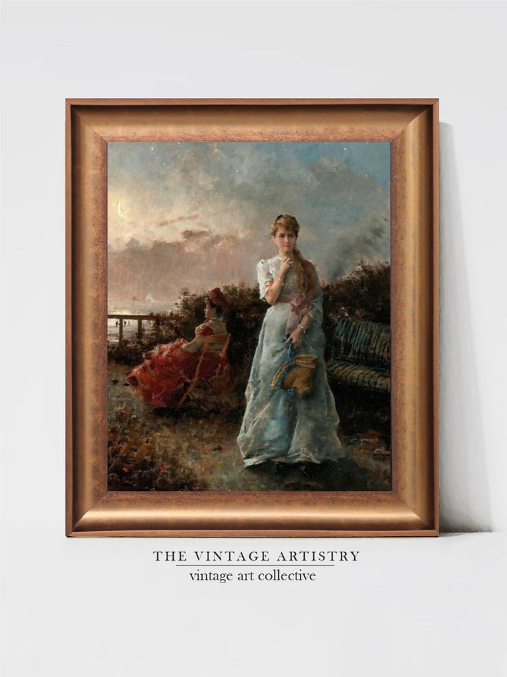 The Vintage Artistry Brown & Green Alfred Stevens One Evening At The Sea Framed Wall Painting