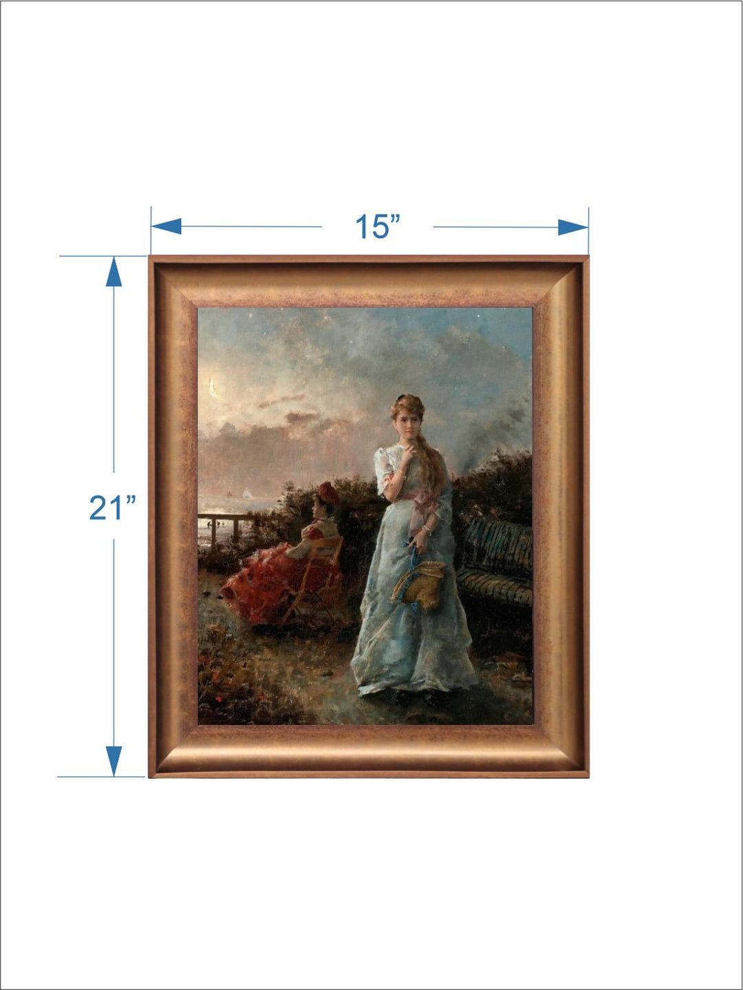 The Vintage Artistry Brown & Green Alfred Stevens One Evening At The Sea Framed Wall Painting