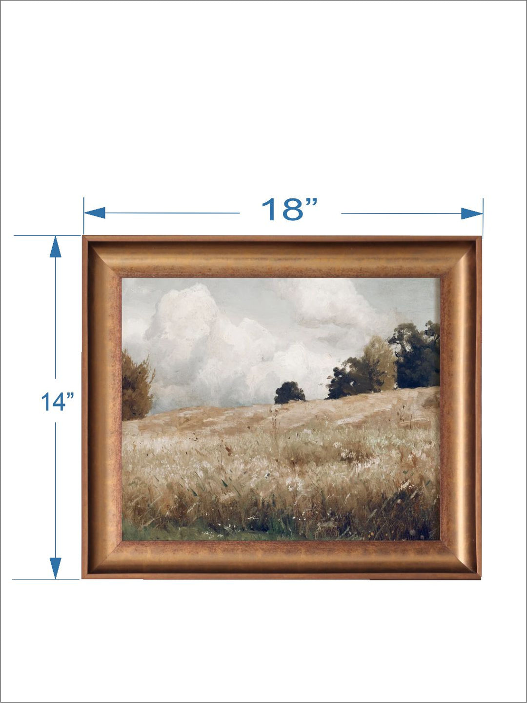 The Vintage Artistry Brown & White Wheat Field Canvas Wood Framed Paining Wall Art