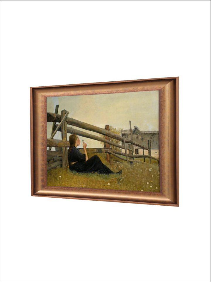The Vintage Artistry Black & Brown Woman In Field With Dandelion Flowers Printed Framed Wall Art