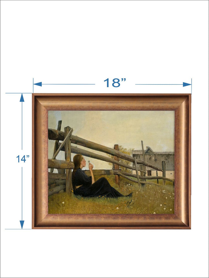 The Vintage Artistry Black & Brown Woman In Field With Dandelion Flowers Printed Framed Wall Art