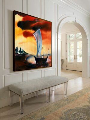 Sail Amidst Fiery Skies – Coastal Canvas Wall Art