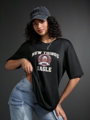 Women’s Loose Fit Eagle Pattern Sport T-Shirt