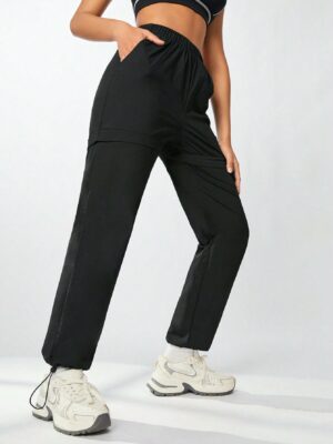 Ladies’ Solid Color Simple Daily Sports Pants