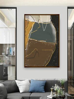 “Black  Brown Abstract Printed Framed Wall Art “