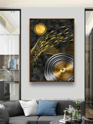 “Yellow  Grey Abstract Painting Framed Wall Art “