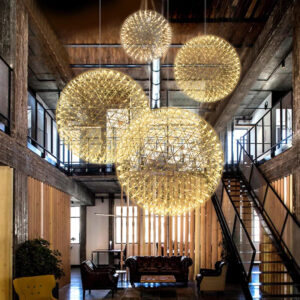 Modern Living Room Pendant Lamp Light Stainless Steel Ball Led Chandelier Firework Restaurant Villa Hotel Project Pendant Light