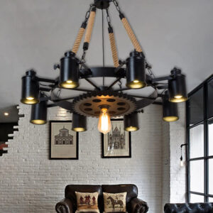 Industrial style hot pot shop chandelier with spotlights nostalgic barber shop clothing store bar vintage gear chandelier