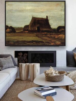 “Farm House With Peat Stacks By Van Gogh Framed Wall Painting”