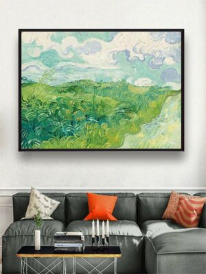 “Green Wheat Fields, Auvers By Van Gogh Framed Wall Painting”