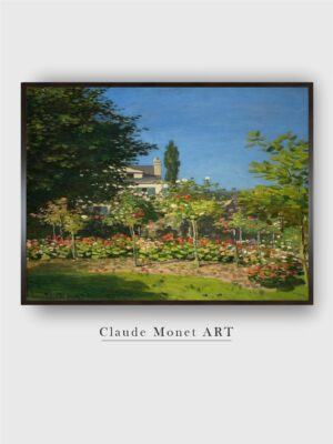 “Blue Flowering Garden in Sainte-Adresse Wooden Frame Painting Wall Art”