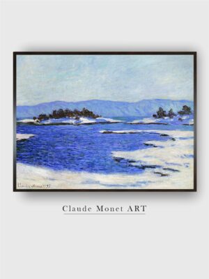 “Blue White Fjord At Christiania Framed Canvas Painting Wall Art”