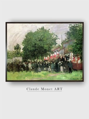 “Green  Off White Fete At Argenteuil Painting Framed Wall Art”