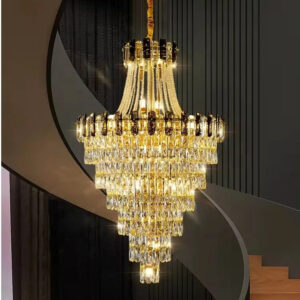 New pendant lights European Gold Empire Luxury Crystal Chandelier For Wedding Hall Hotel Home Golden Lighting