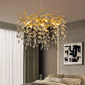 Kitchen Living Room LED Pendant Light Raindrop Luxury Crystal Closet Lighting Linear Large Foyer Chandelier