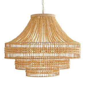 American Rustic Vintage Wood Bead Chandelier hemp rope pendant light antique chandelier