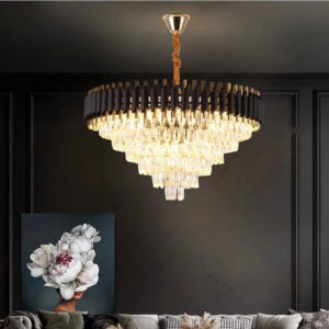 Hotel Luxury Golden Iron Crystal Ceiling Chandelier Hanging Home Decor Living Room Lustre Crystal Pendant Lamp Light Fixtures