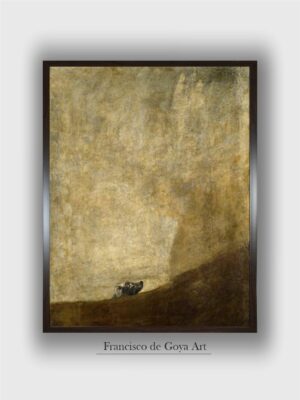 ”Beige  Black The Dog Canvas Framed Painting Wall Art”