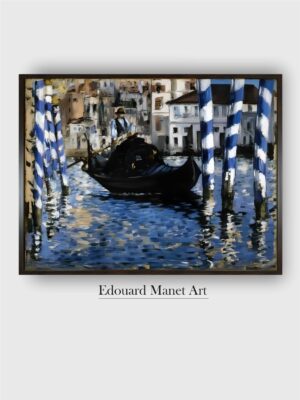 ”Blue  Black Wooden Framed Canvas Painting Wall Art”